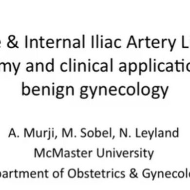 This video reviews the surgical vascular anatomy and techniques for ligating the uterine arteries at their original, or the anterior division of the internal iliac arteries.