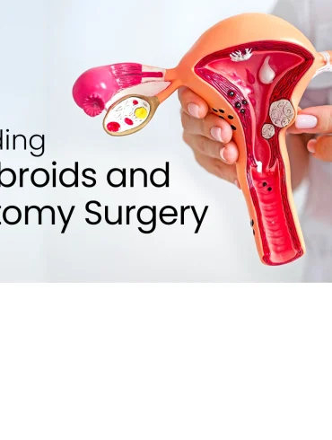 Graphic with Understanding Uterine Fibroids and Myomectomy Surgery written on it