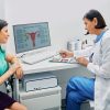 A woman talks about her endometriosis imaging results with her doctor