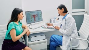 Treating Endometriosis: Medications, Surgery, Fertility, and More 11 A woman talks about her endometriosis imaging results with her doctor
